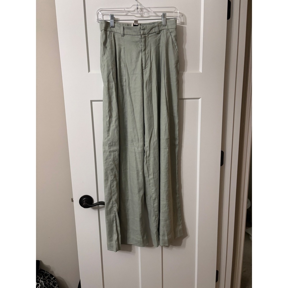 Maeve Anthropologie Sage Green Linen Blend Wide Leg Pleated Pants MP‎ OB2056089